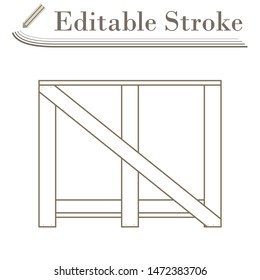 Wood Lathing For Fragile Goods. Editable Stroke Simple Design. Vector Illustration.