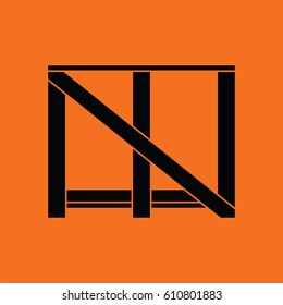 Wood lathing for fragile goods. Orange background with black. Vector illustration.