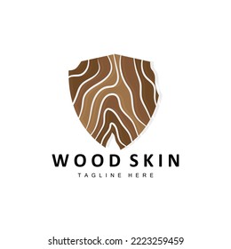 Logotipo de capa de madera Estructura de la corteza del árbol Diseño Vector de plantilla de bosque