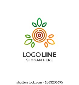Design-Vorlage für Holz- und Blattlogo	
