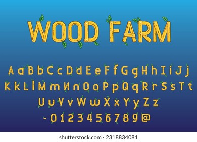 conjunto de tipos de letra del conjunto de tipos de letra del conjunto de árbol de leña de madera diseño vectorial