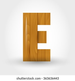 wood letter E, concept of wood alphabet