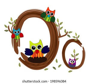 Wood Letter O Owl Vector