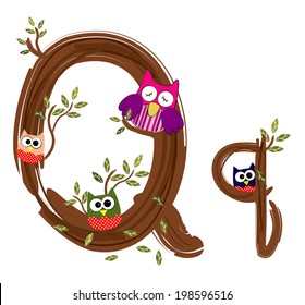 Wood Letter P Owl Vector