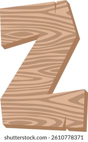 Wood Letter Vector Element Alphabet Z