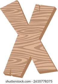 Wood Letter Vector Element Alphabet X