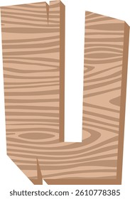Wood Letter Vector Element Alphabet U