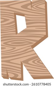 Wood Letter Vector Element Alphabet R