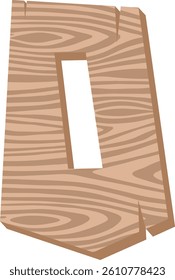 Wood Letter Vector Element Alphabet O