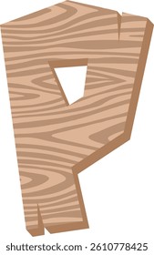 Wood Letter Vector Element Alphabet P