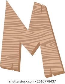 Wood Letter Vector Element Alphabet M