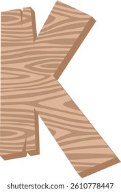 Wood Letter Vector Element Alphabet K
