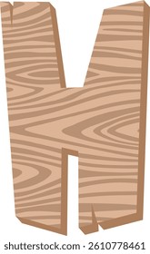 Wood Letter Vector Element Alphabet H