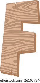 Wood Letter Vector Element Alphabet F