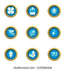 Wood life icons set. Flat set of 9 wood life vector icons for web isolated on white background
