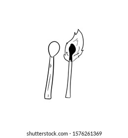 wood lighter fire doodle icon vector hand drawing 