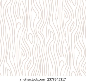 Wood linear texture, beige lines on white background, vector seamless pattern