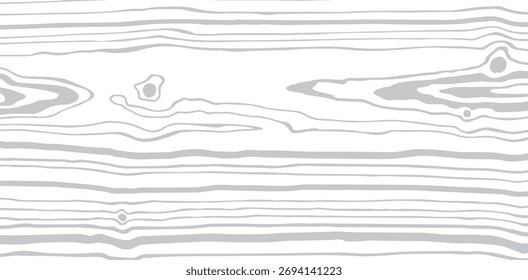 Wood linear texture, grey lines on white background, vector pattern