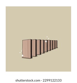 wood lined up like dominoes about to be dropped
