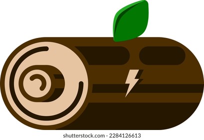 wood log battery vector icon