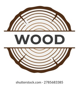 Wood log cross section with growth rings and cracks illustration icon
