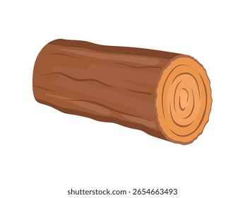 Bûche de bois. Bûche de bois de chauffage, tronc d'arbre coupé, coupe transversale dans le style dessin animé isolée sur fond blanc. Matériau pour l'industrie du bois. Bois naturel, bois d'oeuvre, foresterie. Illustration vectorielle À Plat