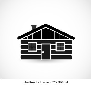 Wood log house icon vector