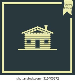 Wood log house icon vector