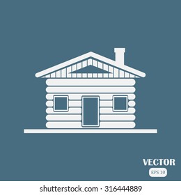 Wood log house icon vector