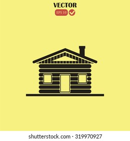 Wood log house icon vector