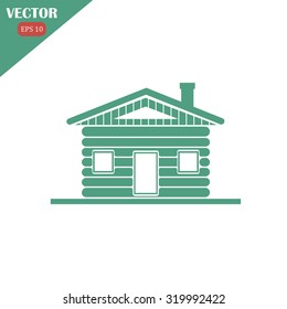 Wood log house icon vector