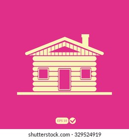 Wood log house icon vector