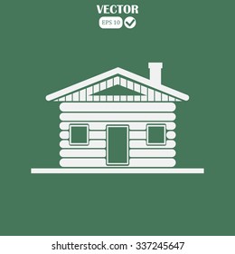 Wood log house icon vector