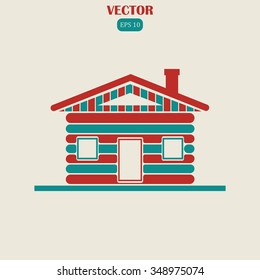 Wood log house icon vector