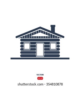 Wood log house icon vector