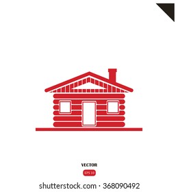Wood log house icon vector