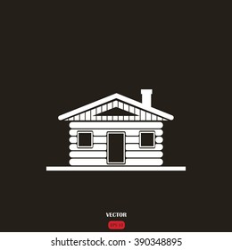 Wood log house icon vector