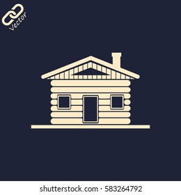 Wood log house icon vector