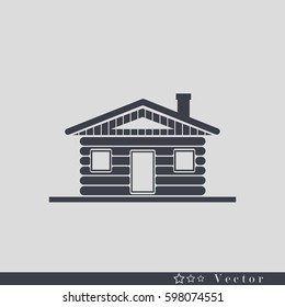 Wood log house icon vector