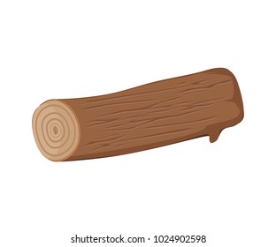 Wood Log Isolated. Vector illustration flat design