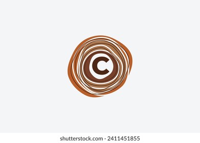 wood log logo with letter c design vector template