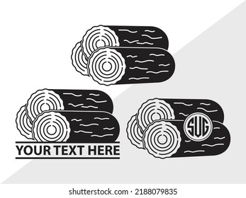 Wood Log Monogram SVG Printable Vector Illustration