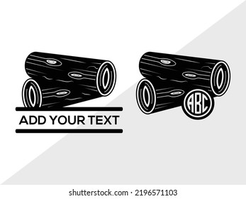 Wood Log Monogram SVG Printable Vector Illustration