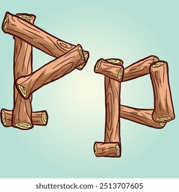 Wood Log Stump Alphabet Letter P