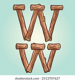Wood Log Stump Alphabet Letter W