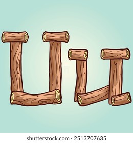 Wood Log Stump Alphabet Letter U