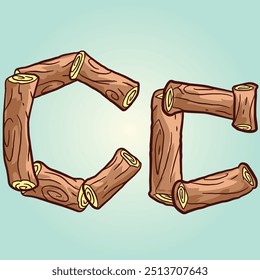 Wood Log Stump Alphabet Letter C