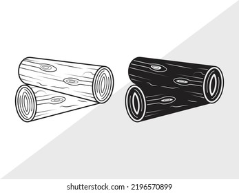 Wood Log SVG Printable Vector Illustration