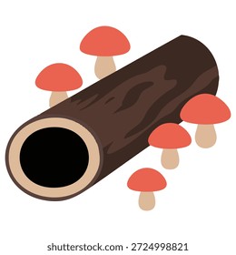 Ilustración vectorial aislada del tronco del árbol de tronco de madera en el fondo blanco