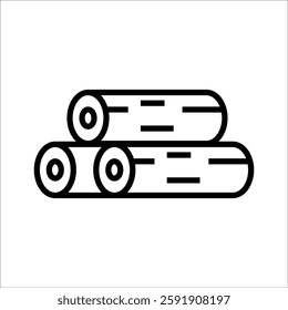 wood log vector icon line template